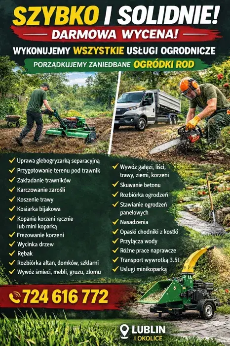 PORZĄDKOWANIE ogrodów ROd karczowanie koszenie wycinka sianie wywóz
