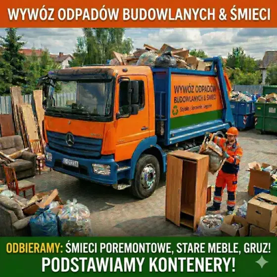 Wywóz Śmieci Gruzu Odpadów Budowlanych Kontener na śmieci Załadunek