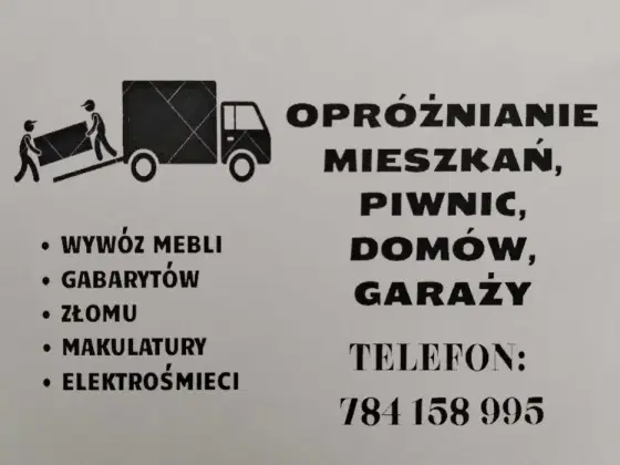 Opróżnianie mieszkań, piwnic, domów i garaży