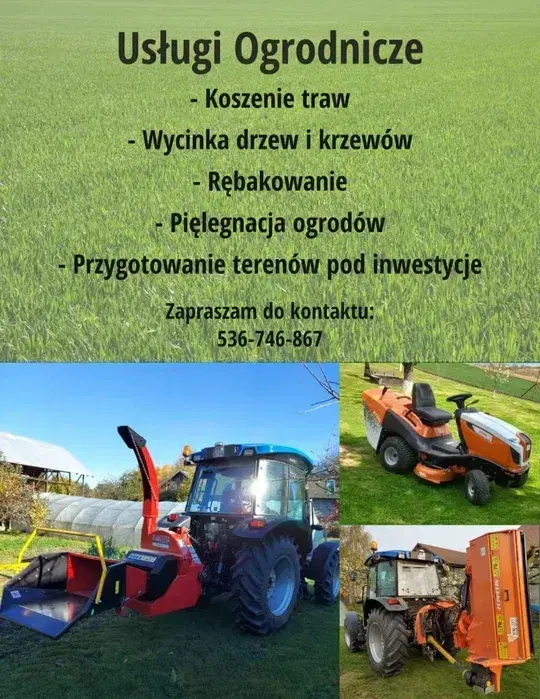 Usługi ogrodnicze / koszenie traw / wycinka drzew, usługi rębakiem