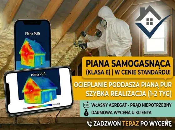 Ocieplenie poddasza pianą PUR, Izolacja dachu pianką