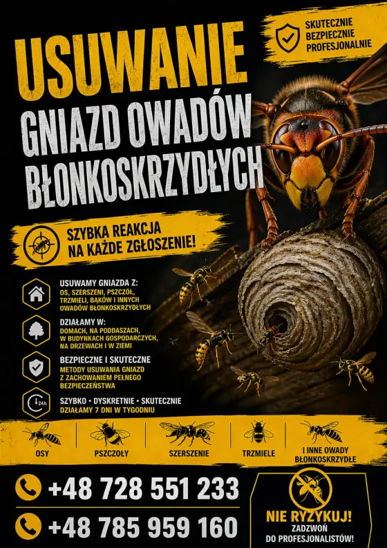SZERSZONATORS owady błonkoskrzydłe osy szerszenie dezynsekcja gniazd