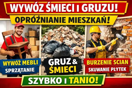 WYWÓZ śmieci kraków OPRÓŻNIANIe mieszkań piwnic meble gruz szybko