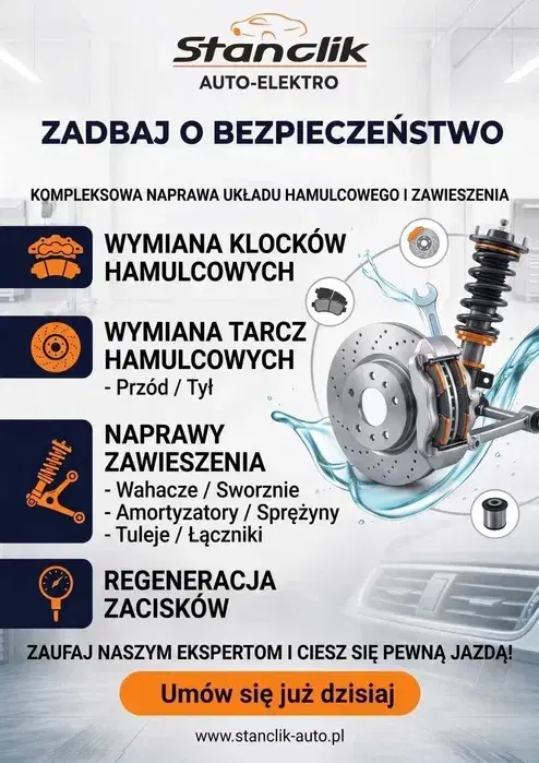 Serwis układu hamulcowego oraz zawieszenia TARCZE KLOCKI Regeneracja z