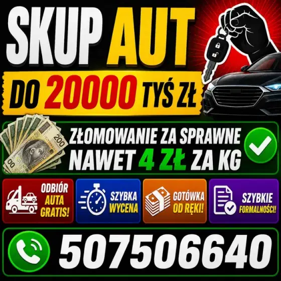 Skup Aut SPRAWNE Zadbane ZŁOMOwanie skutery kempingi motocykle