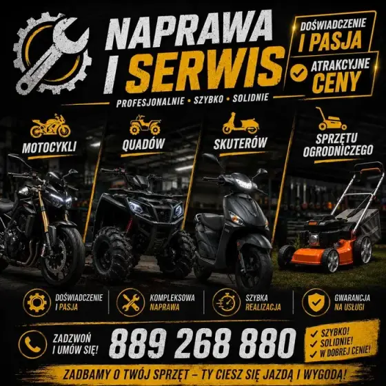 Serwis i Naprawa Motocykli, Quadów, Skuterów oraz Sprzętu Ogrodniczego