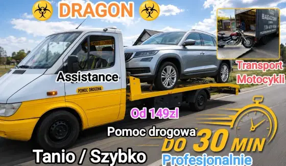 7/24 Tanio Laweta,Assistance,Pomoc Drogowa,Transport Motocykli,Odpalan