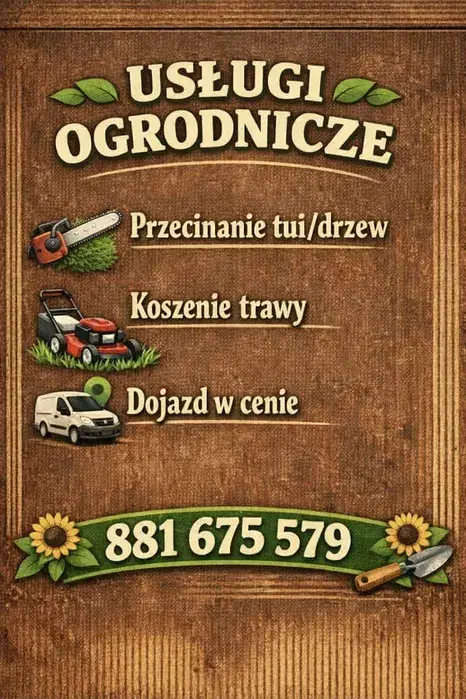 Usługi ogrodnicze. Przycinanie Tui, Drzew, Koszenie trawy.